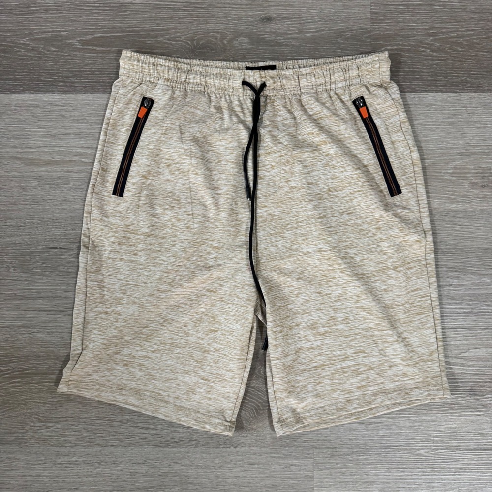 Public Record Shorts Mens‎ Large Oat Delpotro EW Orange Pop Zip Drawcord